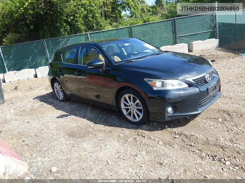 2011 Lexus Ct 200H Premium VIN: JTHKD5BH8B2006860 Lot: 45126962