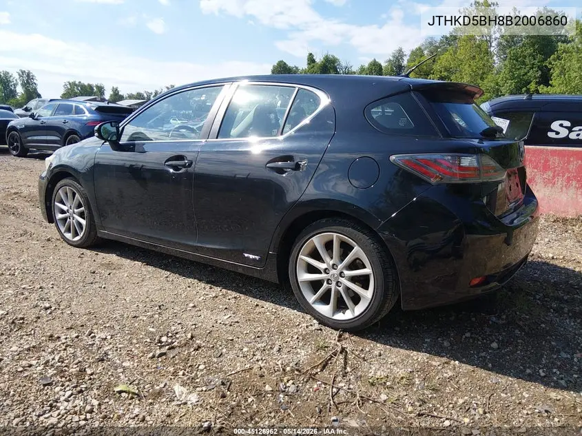 2011 Lexus Ct 200H Premium VIN: JTHKD5BH8B2006860 Lot: 45126962
