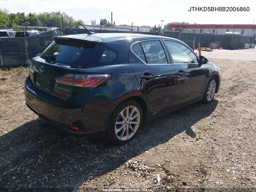 2011 Lexus Ct 200H Premium VIN: JTHKD5BH8B2006860 Lot: 45126962