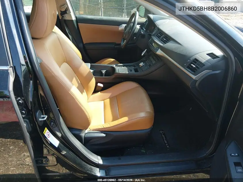 2011 Lexus Ct 200H Premium VIN: JTHKD5BH8B2006860 Lot: 45126962