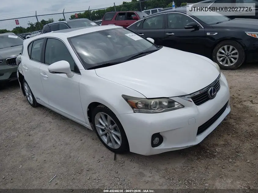 2011 Lexus Ct 200H Premium VIN: JTHKD5BHXB2027726 Lot: 45246238