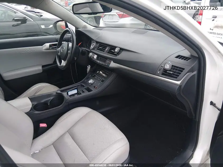 2011 Lexus Ct 200H Premium VIN: JTHKD5BHXB2027726 Lot: 45246238