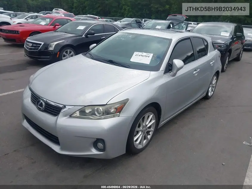 2011 Lexus Ct 200H Premium VIN: JTHKD5BH9B2034943 Lot: 45496904