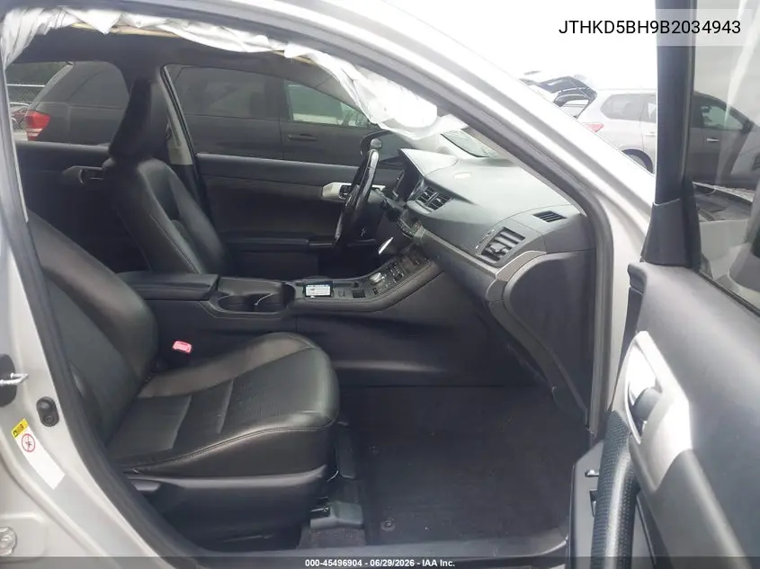 2011 Lexus Ct 200H Premium VIN: JTHKD5BH9B2034943 Lot: 45496904