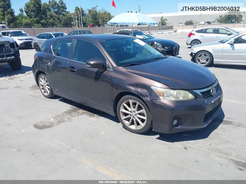 2011 Lexus Ct 200H Premium VIN: JTHKD5BH9B2006012 Lot: 45530460