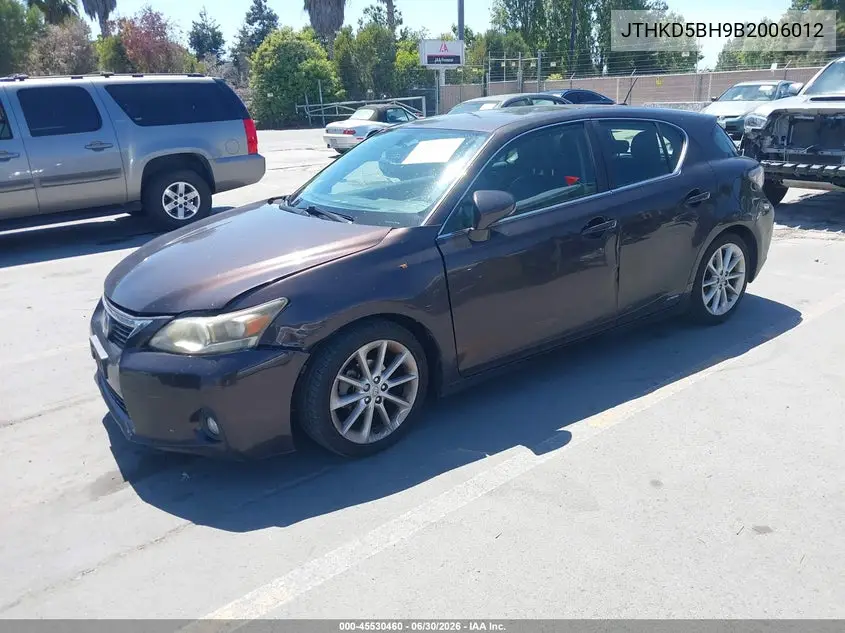 2011 Lexus Ct 200H Premium VIN: JTHKD5BH9B2006012 Lot: 45530460