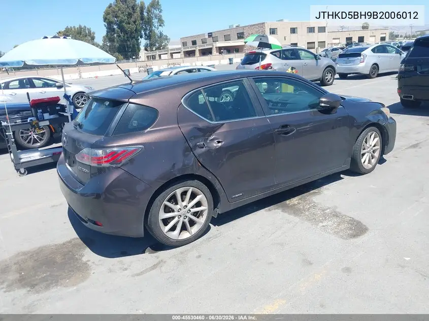 2011 Lexus Ct 200H Premium VIN: JTHKD5BH9B2006012 Lot: 45530460