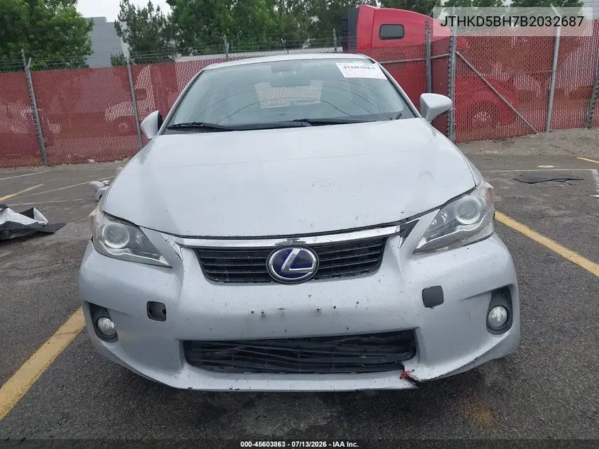2011 Lexus Ct 200H Premium VIN: JTHKD5BH7B2032687 Lot: 45603863