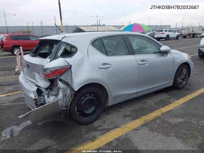 2011 Lexus Ct 200H Premium VIN: JTHKD5BH7B2032687 Lot: 45603863