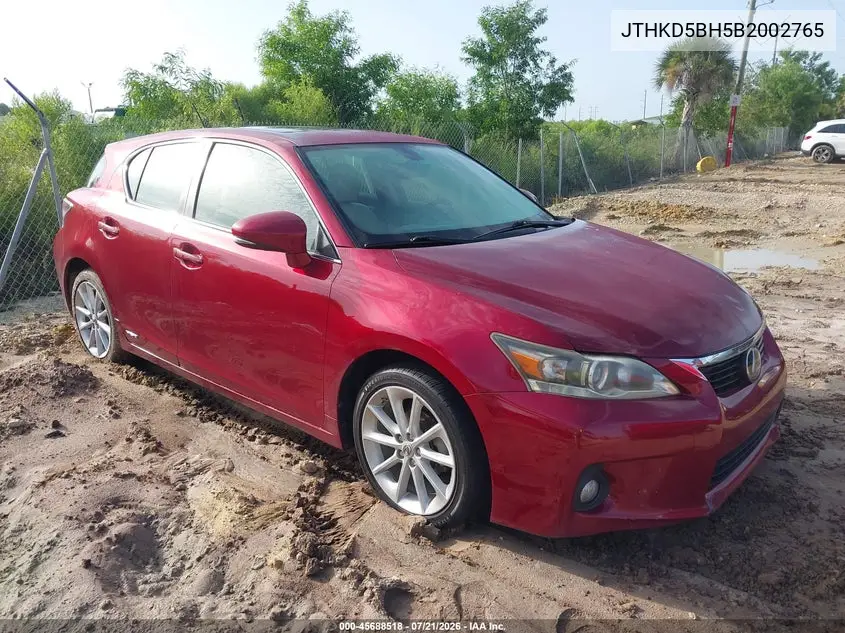 2011 Lexus Ct 200H Premium VIN: JTHKD5BH5B2002765 Lot: 45688518