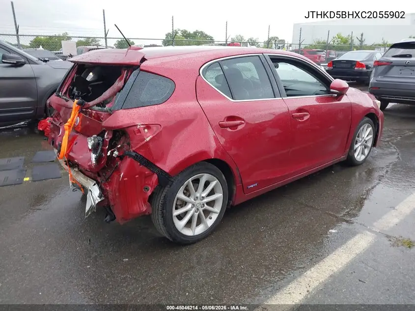2012 Lexus Ct 200H Premium VIN: JTHKD5BHXC2055902 Lot: 45046214