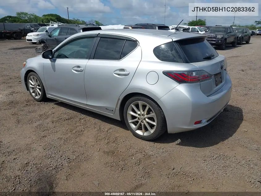 2012 Lexus Ct 200H Premium VIN: JTHKD5BH1C2083362 Lot: 45080167