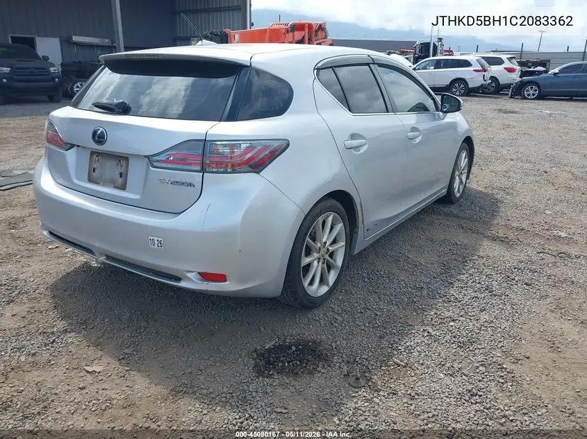2012 Lexus Ct 200H Premium VIN: JTHKD5BH1C2083362 Lot: 45080167