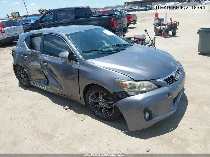 2012 Lexus Ct 200H VIN: JTHKD5BH4C2118394 Lot: 45085199