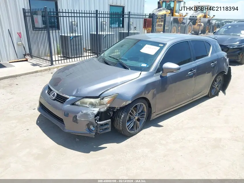 2012 Lexus Ct 200H VIN: JTHKD5BH4C2118394 Lot: 45085199