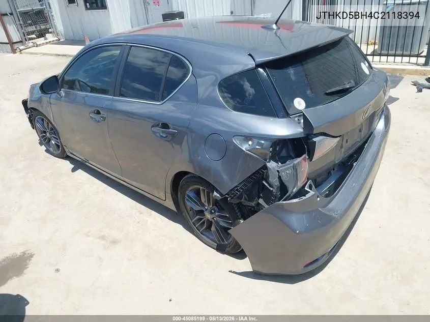 2012 Lexus Ct 200H VIN: JTHKD5BH4C2118394 Lot: 45085199