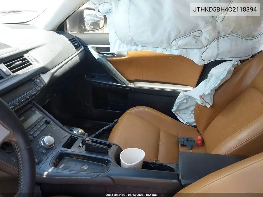 2012 Lexus Ct 200H VIN: JTHKD5BH4C2118394 Lot: 45085199