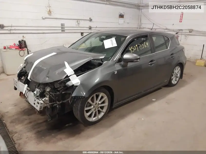 2012 Lexus Ct 200H Premium VIN: JTHKD5BH2C2058874 Lot: 45092064