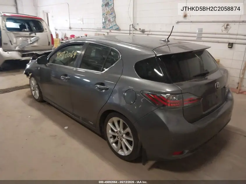 2012 Lexus Ct 200H Premium VIN: JTHKD5BH2C2058874 Lot: 45092064