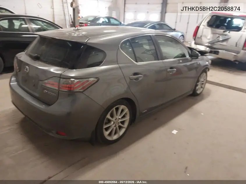 2012 Lexus Ct 200H Premium VIN: JTHKD5BH2C2058874 Lot: 45092064