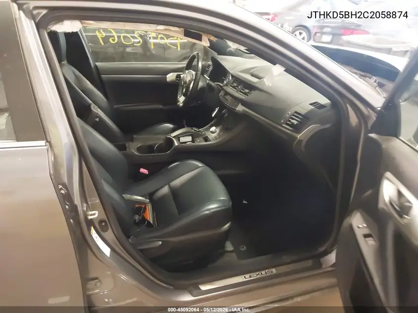2012 Lexus Ct 200H Premium VIN: JTHKD5BH2C2058874 Lot: 45092064