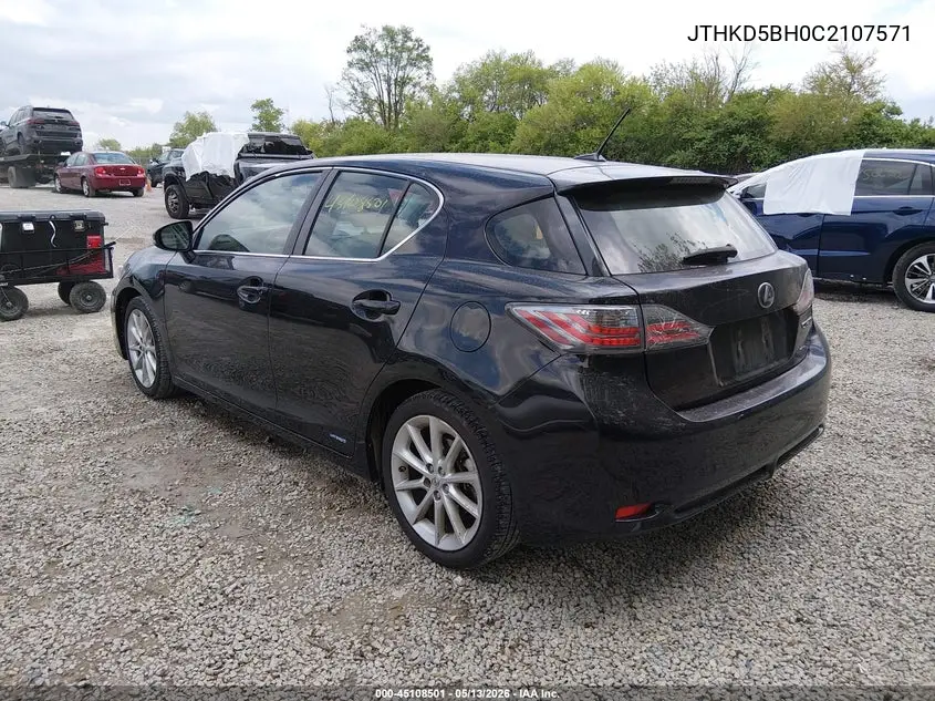 2012 Lexus Ct 200 VIN: JTHKD5BH0C2107571 Lot: 45108501