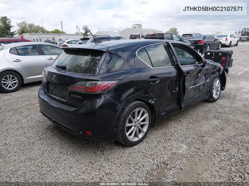 2012 Lexus Ct 200 VIN: JTHKD5BH0C2107571 Lot: 45108501