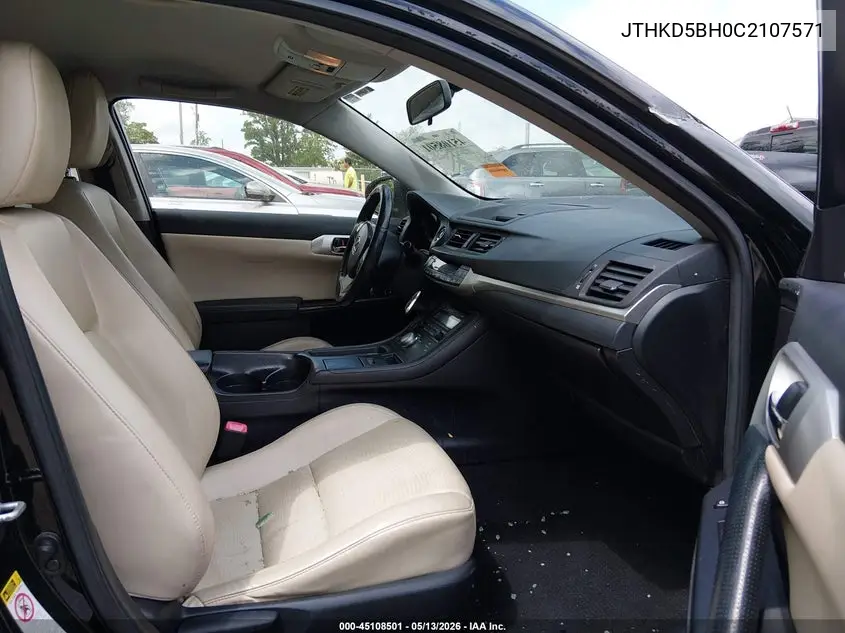 2012 Lexus Ct 200 VIN: JTHKD5BH0C2107571 Lot: 45108501
