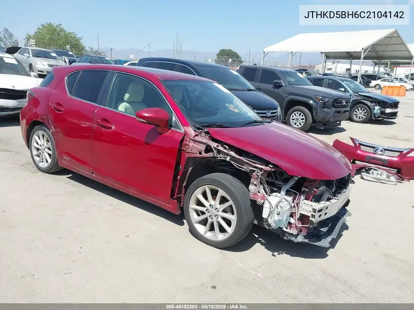 2012 Lexus Ct 200H Premium VIN: JTHKD5BH6C2104142 Lot: 45152303