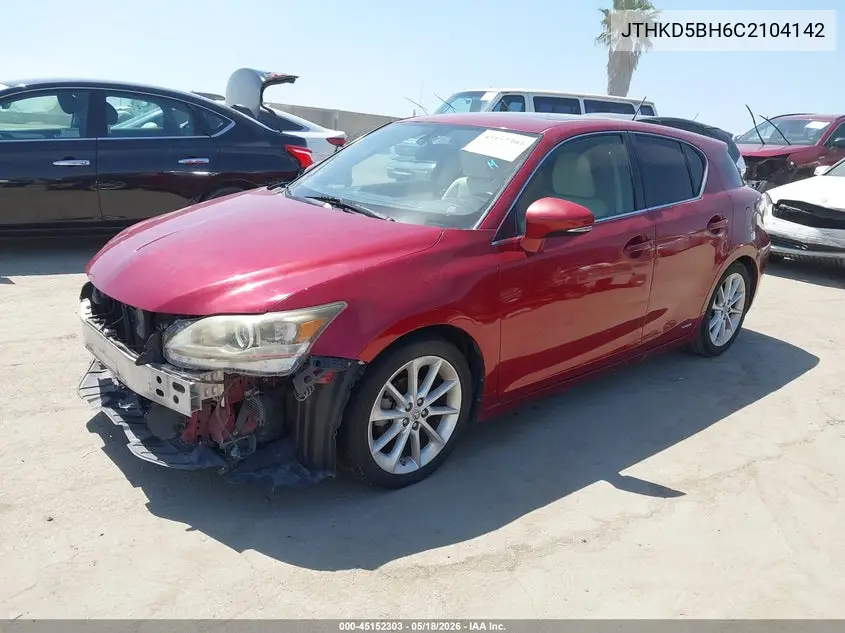 2012 Lexus Ct 200H Premium VIN: JTHKD5BH6C2104142 Lot: 45152303