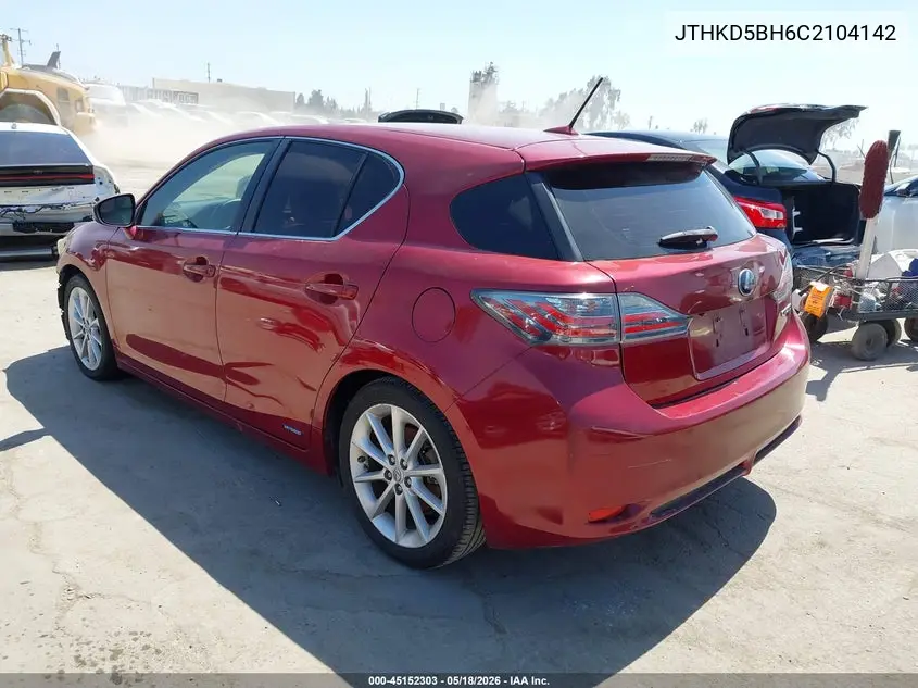 2012 Lexus Ct 200H Premium VIN: JTHKD5BH6C2104142 Lot: 45152303