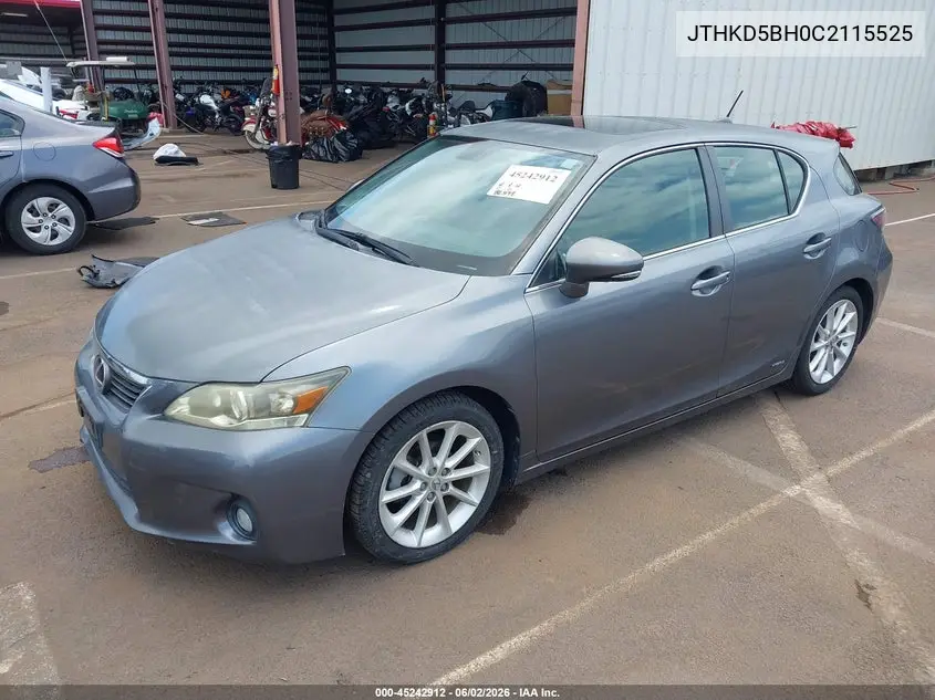 2012 Lexus Ct 200H Premium VIN: JTHKD5BH0C2115525 Lot: 45242912