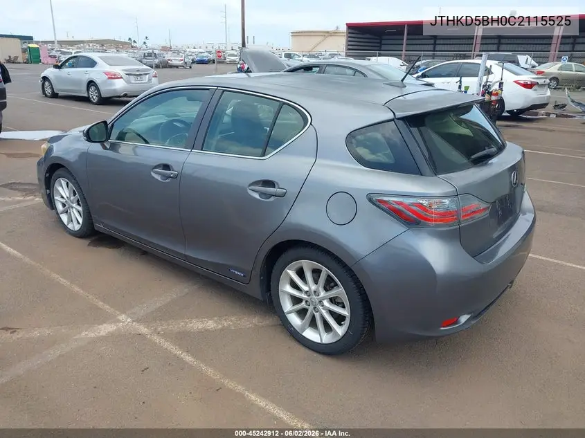 2012 Lexus Ct 200H Premium VIN: JTHKD5BH0C2115525 Lot: 45242912