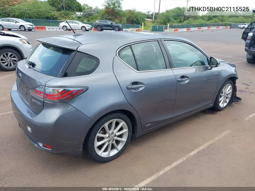 2012 Lexus Ct 200H Premium VIN: JTHKD5BH0C2115525 Lot: 45242912