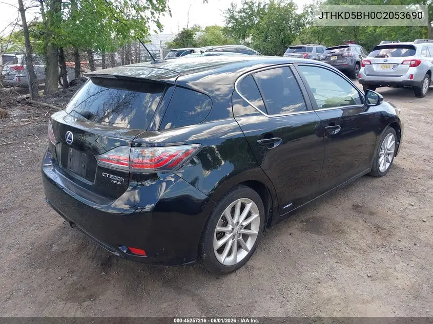 2012 Lexus Ct 200H Premium VIN: JTHKD5BH0C2053690 Lot: 45257216