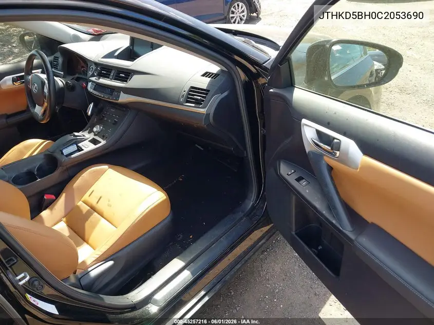 2012 Lexus Ct 200H Premium VIN: JTHKD5BH0C2053690 Lot: 45257216
