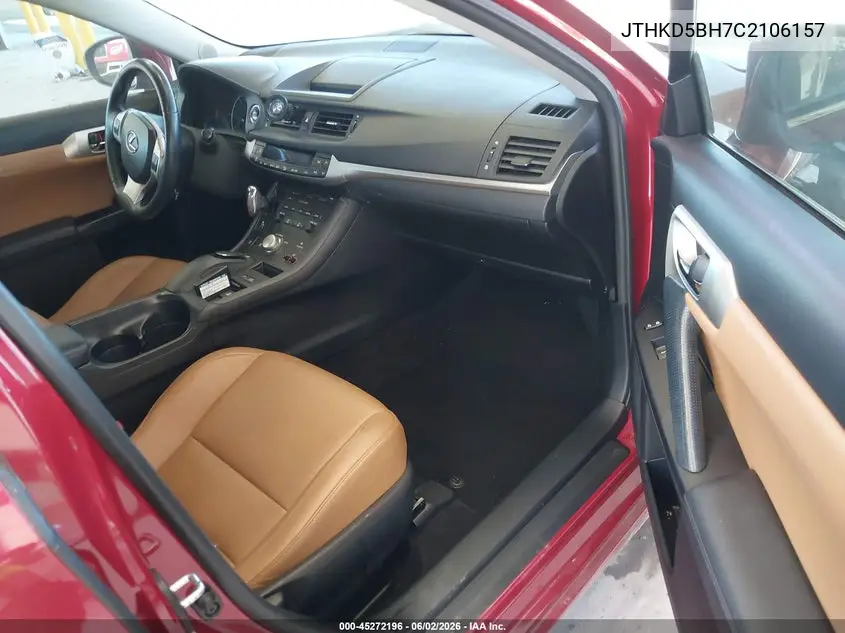 2012 Lexus Ct 200H Premium VIN: JTHKD5BH7C2106157 Lot: 45272196