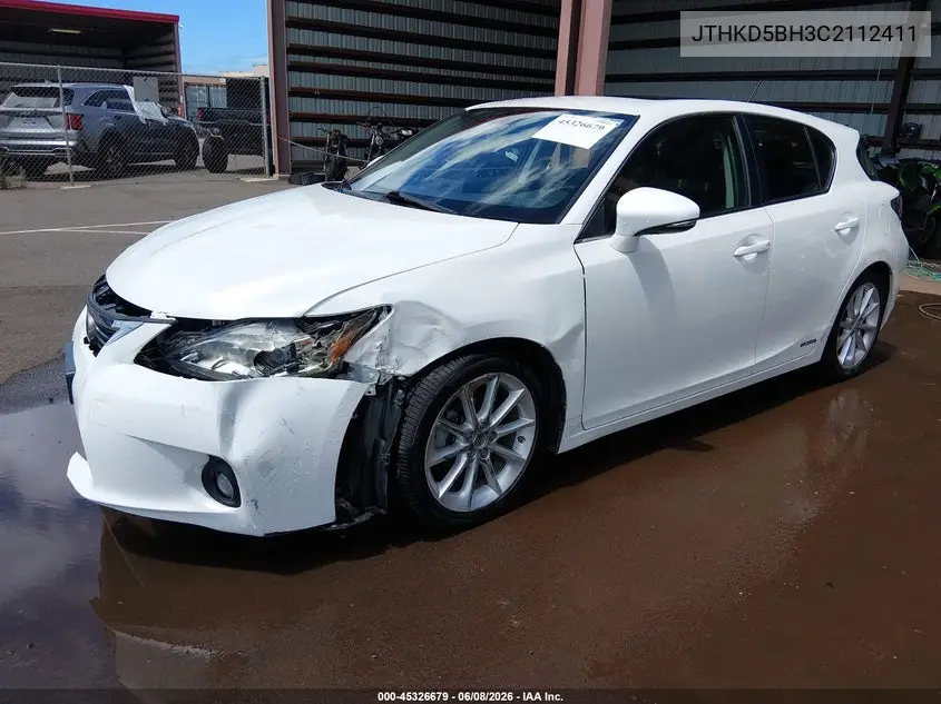 2012 Lexus Ct 200H Premium VIN: JTHKD5BH3C2112411 Lot: 45326679