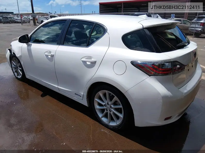 2012 Lexus Ct 200H Premium VIN: JTHKD5BH3C2112411 Lot: 45326679