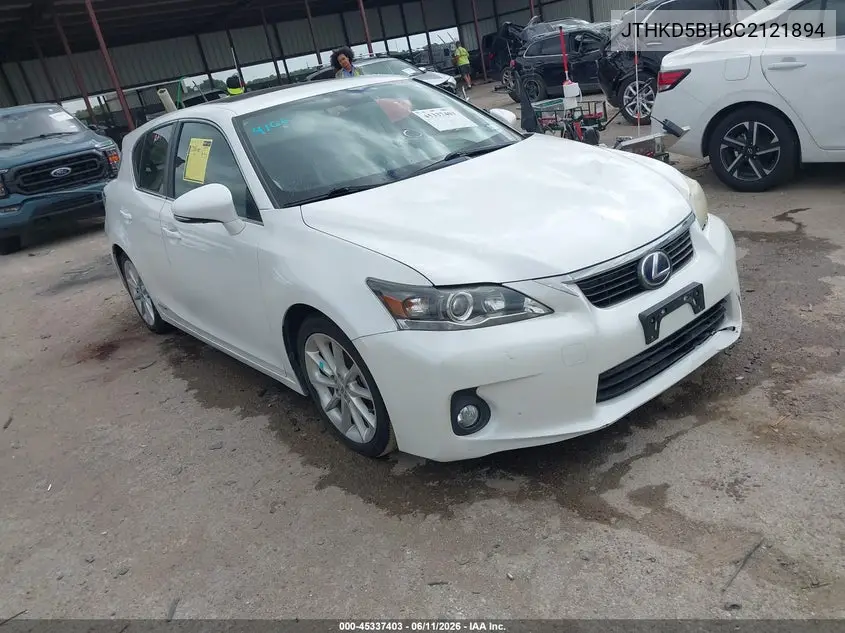 2012 Lexus Ct 200H Premium VIN: JTHKD5BH6C2121894 Lot: 45337403