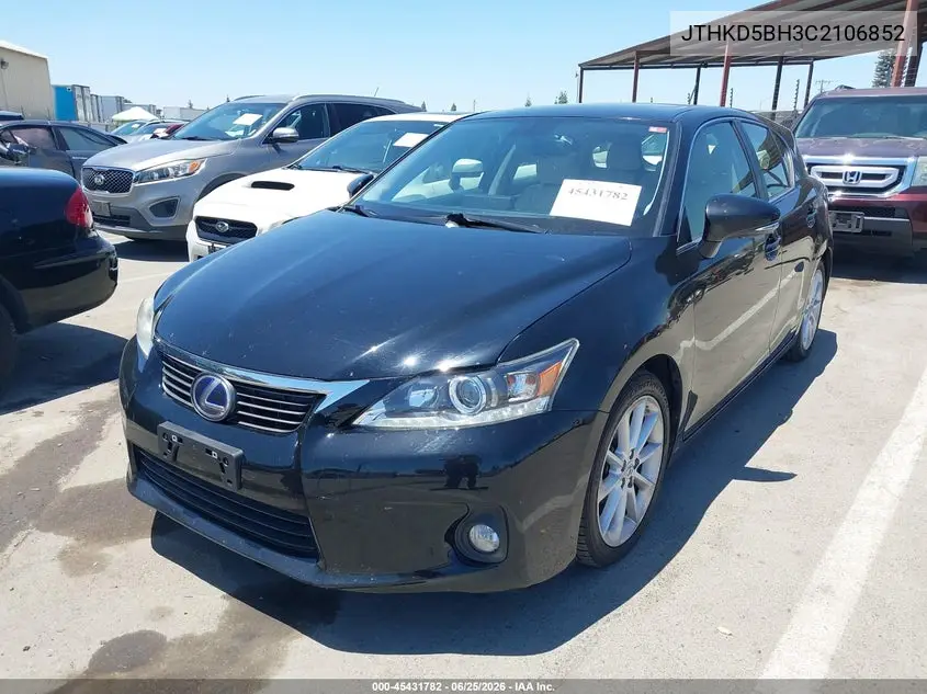 2012 Lexus Ct 200H Premium VIN: JTHKD5BH3C2106852 Lot: 45431782
