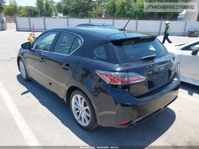 2012 Lexus Ct 200H Premium VIN: JTHKD5BH3C2106852 Lot: 45431782