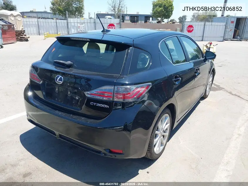 2012 Lexus Ct 200H Premium VIN: JTHKD5BH3C2106852 Lot: 45431782