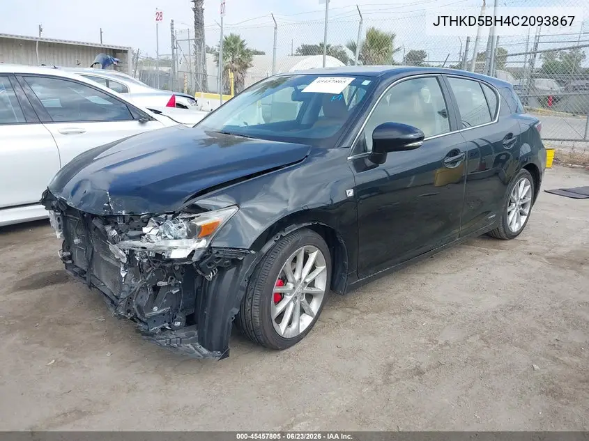 2012 Lexus Ct 200H Premium VIN: JTHKD5BH4C2093867 Lot: 45457805