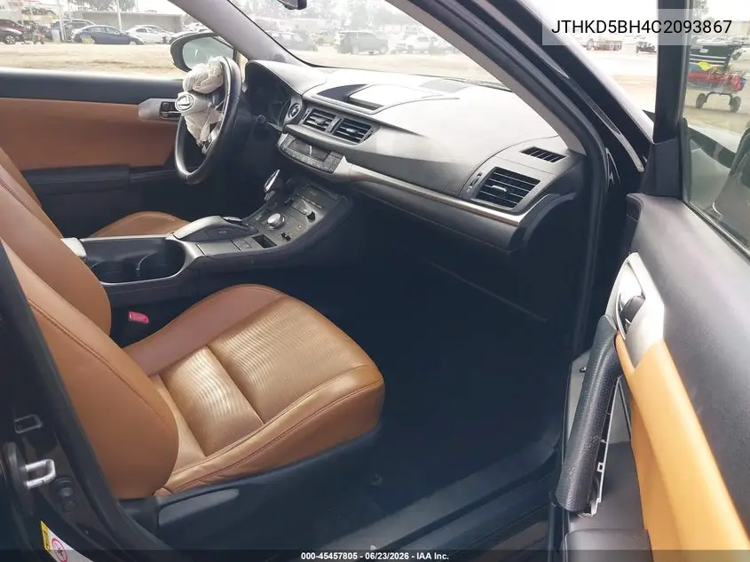 2012 Lexus Ct 200H Premium VIN: JTHKD5BH4C2093867 Lot: 45457805