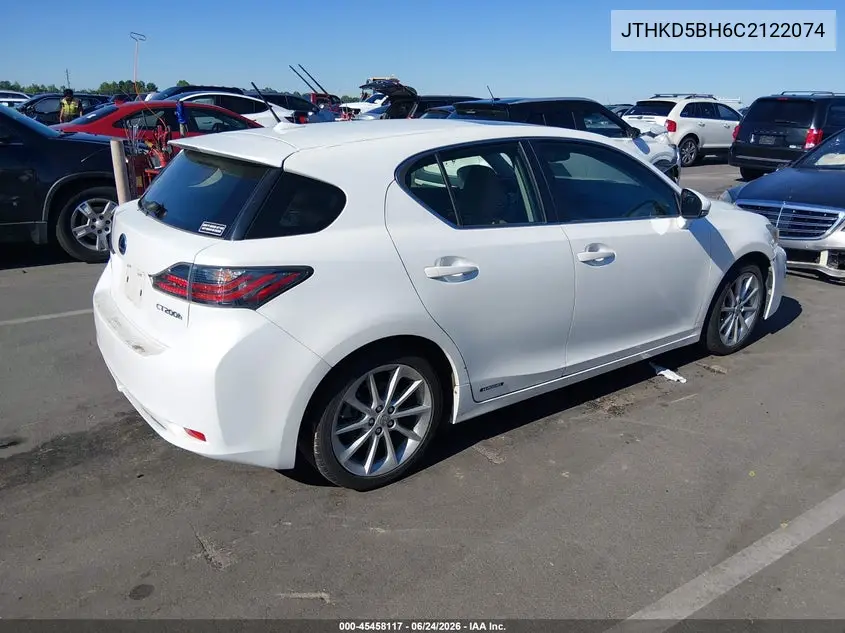 2012 Lexus Ct 200 VIN: JTHKD5BH6C2122074 Lot: 45458117