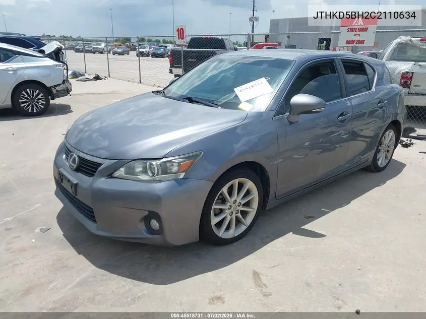 2012 Lexus Ct 200H Premium VIN: JTHKD5BH2C2110634 Lot: 45518731