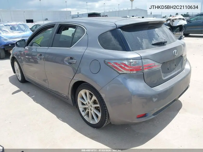 2012 Lexus Ct 200H Premium VIN: JTHKD5BH2C2110634 Lot: 45518731