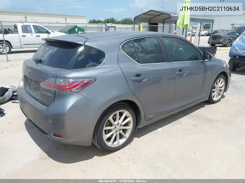 2012 Lexus Ct 200H Premium VIN: JTHKD5BH2C2110634 Lot: 45518731