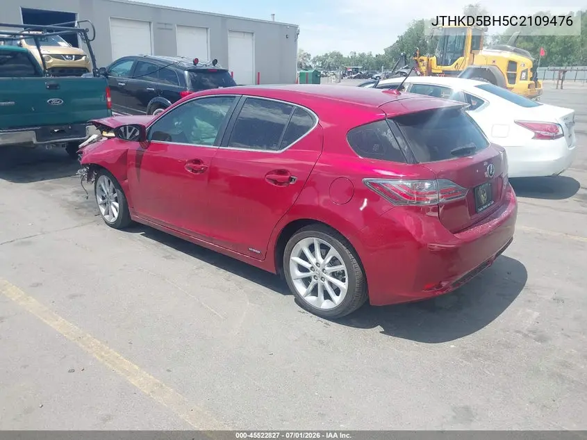 2012 Lexus Ct 200H Premium VIN: JTHKD5BH5C2109476 Lot: 45522827